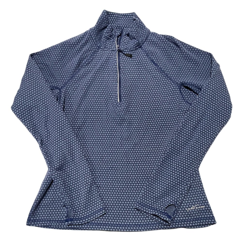 Eddie Bauer Motion Quarter Zip Pullover Blue Geometric Thumbhole Active Top U1